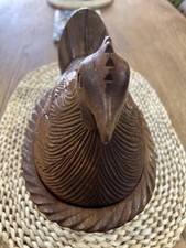 Vintage Hand Carved Wooden Chicken Egg Holder With Lid