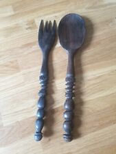 Large Wooden Fork and Spoon Salad Giant Wood Wooden Fork and Spoon...
