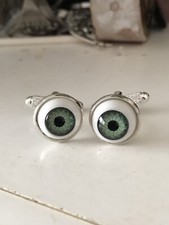 Green Eye Optician Zombie Cufflinks Horror Rockabilly Eyeball Scary Halloween