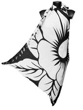 White/black  Tropical FLOWER beach wrap, scarf, sarong/pareo swimwear cover up