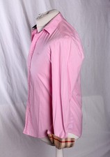 Burberry Brit Shirt Pink Logo Nova Check Cuffs and Collar Slim Medium or Small
