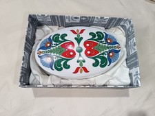 Vintage Porcelain Hollohaza Hungary Trinket Dish With Lid In Original Box