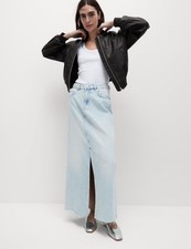 Marks & Spencer Womens Blue Cotton Maxi Split Women Skirt - M&S