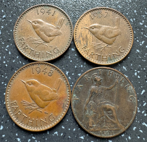Vintage british farthing coin - vintage,