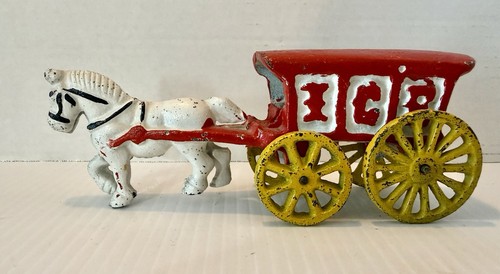 Vintage cast iron horse drawn - iron,