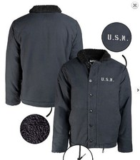 Vintage US Army Navy Blue USN Deck Jacket N-1 Winter Jacket WWII D-Day Retro