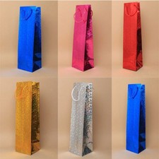 Holographic Bottle/Wine Gift Bags Party Weddings Birthdays 6 Colours