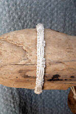 Fair Trade White Wax Cotton Thai Buddhist Wristband Handmade Wristwear