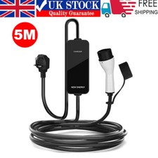 5M EV Charging Cable Type 2 UK Plug Electric Vehicle Car Charger Portable 13A
