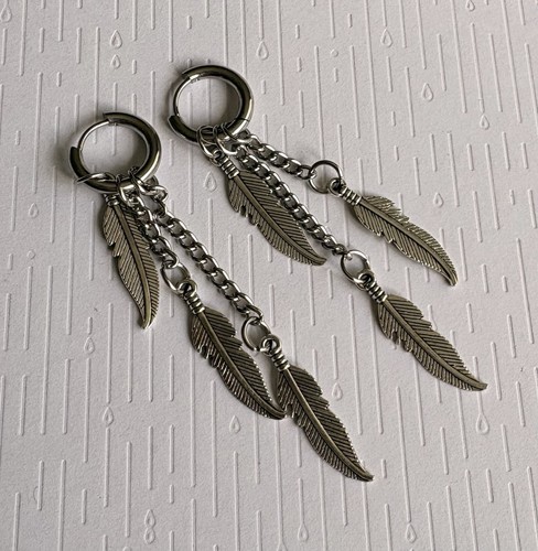 Silver hooped feather dangle - silver,
