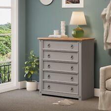 Corona Chest of Drawers 5 Drawer Small Grey Wax Solid Pine by Mercers Furniture®