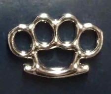 Pin brass knuckles jacket vest pewter MC 1.5 inch charm biker pin (MP3)