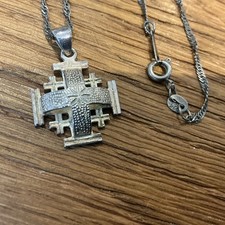 Vintage 925 Sterling Silver Jerusalem Cross Pendant