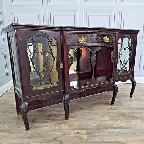 Antique glass display cabinet - glass,