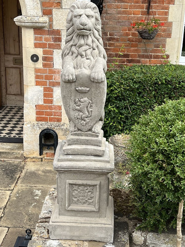 Pair large standing lions - pair, of