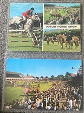 DUBLIN HORSE SHOW X2 POSTCARDS USED OF ARENA , COMPETITERS AMERICAN TEAM ETC WAF