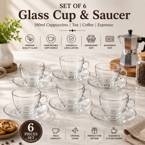 Set glass cup - set, saucer