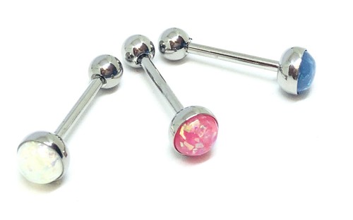 Glitter opal tongue bar - glitter,