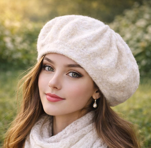 Hand felted merino silk beret - merino,