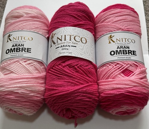 Knitco aran plain ombre - aran, pink