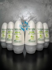 6 x SIMPLE UNSCENTED Roll On Deodorant Antiperspirant Sensitive Skin, 48h Prot