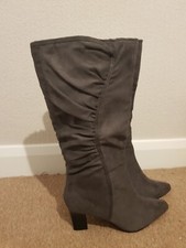 Grey knee high heeled boots (worn once)