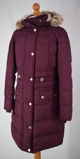 Ladies Burgundy M&S Per Una Hooded Feather & Down Coat Size UK M.