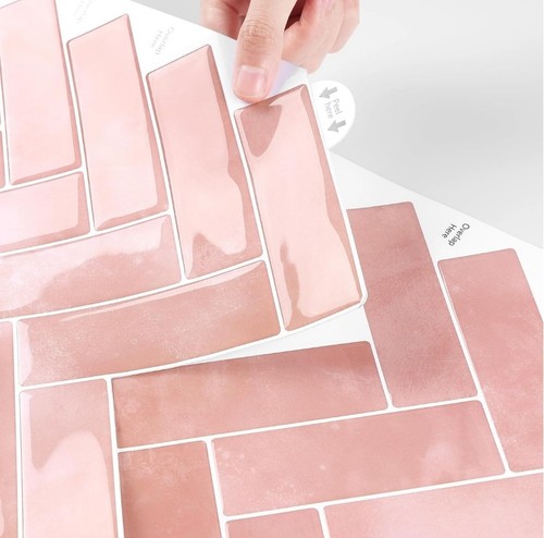 Pink herringbone peel - peel, stick