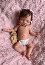 28cm Handmade Cute Reborn Baby Dolls Girl With Hair Whole Body Soft Silicone..