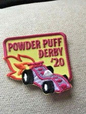 Girl POWDER PUFF DERBY 2020 race track Fun Patches Crests Badges SCOUT car 19 