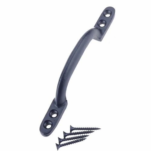 Black cast iron door pull - black,