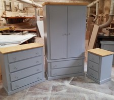 HANDMADE FURNITURE  AYELSBURY  NEXT  GREY+PINE 3 PIECE BEDROOM SET NOT FLAT PACK