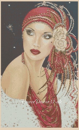 Art deco lady - art, cross