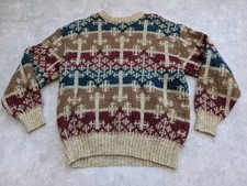 Vtg Vaka Jumper Mens L Wool Nordic Pullover Knit 80s Iceland Retro Preppy Ski