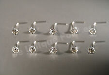 Nose Stud  L Shape 10 x Sterling Silver Crystal Claw Nose Stud Nose Pin Piercing