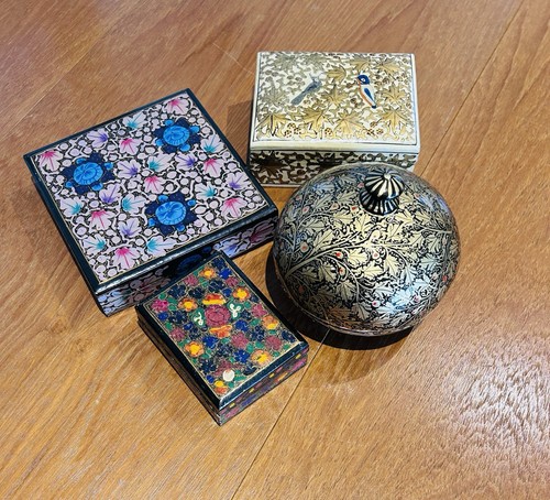 Vintage hand painted papier - 4x,