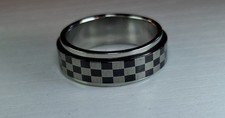 Black And Silver Anxiety Stress Fidget Ring For Men And Women T1/2