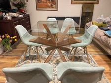 Solid glass dining table and 8