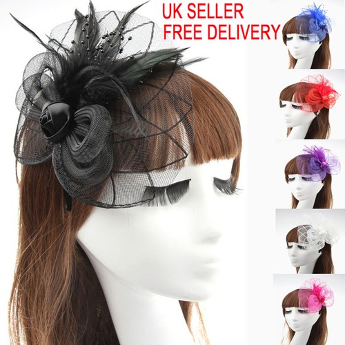 Beaded feather hair fascinator - hair,