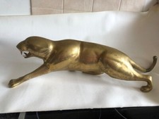 Vintage Brass 2.850kg"Wild Big Cat" Tiger / Panther / Jaguar  Figurine Statue
