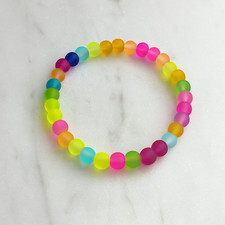 6mm Multicoloured Frosted Glass Stretch Elastic Handmade Beaded Bracelet