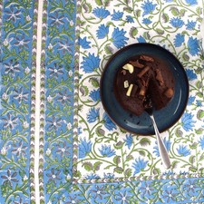 Indian Block Printed Blue Floral Jaal Table Cloths Rectangular 100% Cotton