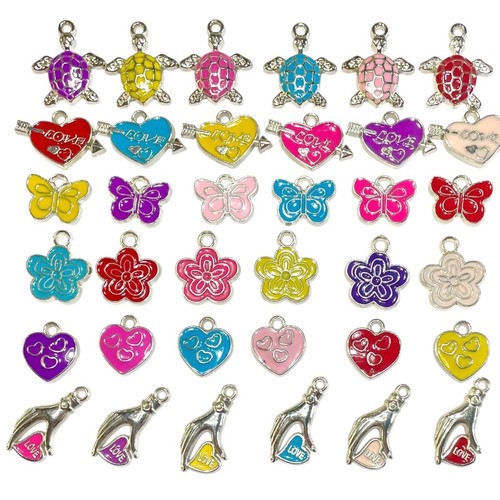 30pcs enamel charms - enamel, pendants