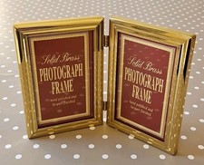 Vintage brass hinged double photo frame freestanding country house home decor