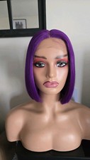 PURPLE SYNTHETIC STRAIGHT SHORT BOB LACE FRONT WIG