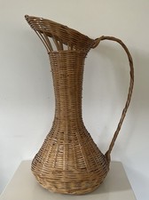 EXTRA LARGE VINTAGE RATTAN/ BAMBOO/ WICKER MID CENTURY JUG SHAPED VASE