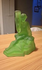 Art deco green glass - glass, lady