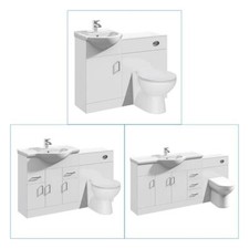 Bathroom Cabinet Vanity Unit Sink Basin Storage Toilet Unit Set White Furniture