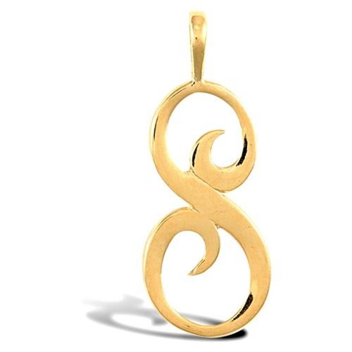 9ct gold initial script - 9ct,