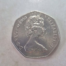 Rare 50p ELIZABETH II FIFTY PENCE 1980, 50p Coin In Circulated Condition 